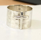 Handmade Wide Band Cross Solid 925 Sterling Silver Ring For Men& Women All Size