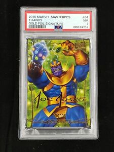2016 Marvel Masterpieces Thanos #64 Gold Foil Signature PSA 7 Jusko