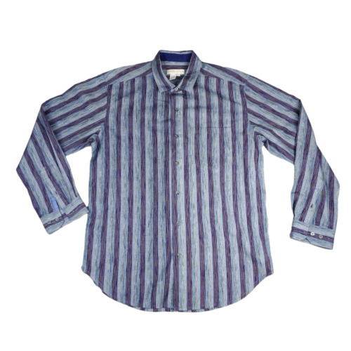 The Territory Ahead Shirt Mens Large Purple Striped Long Sleeve Button Front
