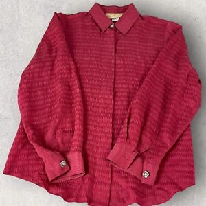 Vintage New Frontier Shirt Women’s Medium Button Front Western Red E272