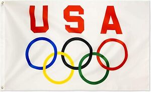 USA Olympic Flag 3x5 feet United states sports US banner man cave bar garage