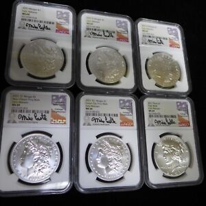 2021 Morgan & Peace Silver Dollars 6 Coin Set NGC MS 69 Early Releases