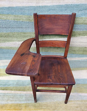 Antique Wood School Desk Chair All Solid Wood Oak Attached Table Rustic