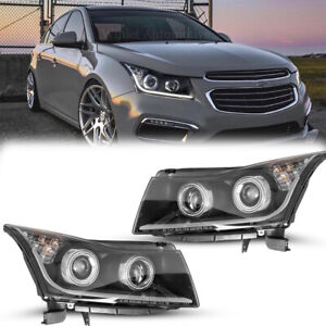 For 2011-2015 Chevy Cruze Headlights LED Strip DRL Bar Black Projector Headlamps (For: 2015 Cruze)