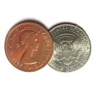 New ListingCopper Silver Kenndy Half Dollar English Penny Coin Magic Trick 2 Coin Set