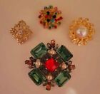 Brooch Pin Lot Vintage To Now Multicolor Rhinestone Crystal Flower Jewelry E10