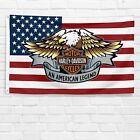 New ListingHarley Davidson Motorcycle USA Flag 3x5 ft Legendary Banner Garden Garage Sign