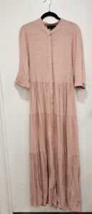 Third Women Pink Button Down Tiered Maxi Dress Size XL Great Condition