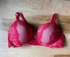 Victoria's Secret Bombshell Plunge Bra 36B Red Lace  Adds 2 Cups Underwire