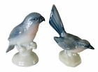 Vintage Blue Bird Figurines Porcelain Pair 2 Gerold Western Germany Bavaria