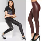 Women's Faux Leather Stretchy  Ankle Length Leggings Solid Colored PU High Waist