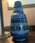 Aldo Londi for Bitossi Large 10.5” Ceramic Vase Rimini-Blue Glaze Rare/Vintage