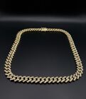 10mm Moissanite Miami Cuban Link Chain Iced 925 Silver Necklace 14k Gold Plated