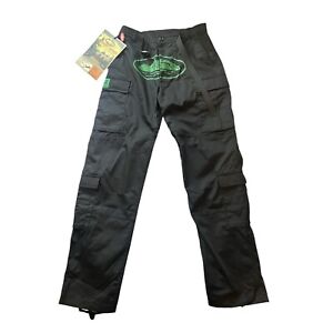 Corteiz CRTZRTW Guerillaz Combat Cargo Pants Black Green Logo NWT Size Med 32