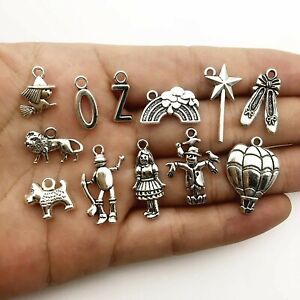 8 Wizard of Oz Charms Set Antiqued Silver Assorted Lot Themed Pendants