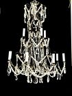 Antique French Italian Crystal  Beaded Chandelier Tall Birdcage - 2 Available