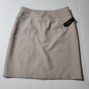 Worthington Beige Pencil Skirt Size 14 Womens Lined Back Zip Stitching