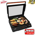 Tabletop Electric Griddle Smokers W/ Hood Large LCD Display Non Stick Ceramic US