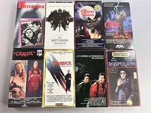 8 Lot Vintage VHS Horror Cult Classic Movies Werewolves, Nosferatu, Hitchcock