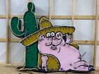 Vintage NEON 3 Color PIG CACTUS SOMBRERO BAR SIGN San Antonio Texas BBQ Box Sign
