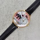 Whimsical Watches Womens Musical Instruments Black Leather Band NEW BATTERY
