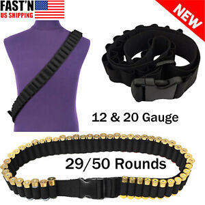 29/50 Rounds Tactical Holder Shotgun Sling Bandolier 12/20Gauge Shell Ammo Belts