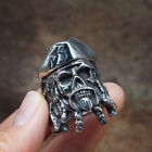 Mens Stainless Steel Biker Outlaw Captain Pirate Skull Ring Men Size 7-15 Gift
