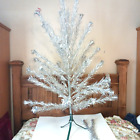 Vintage Taper Pom Pom Ends Aluminum Tinsel Christmas Tree 6ft w/Box and stand