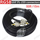 50ft RG58 PL259 Coaxial Coax Cable UHF male to male for CB Radio Antennas 50-Ohm