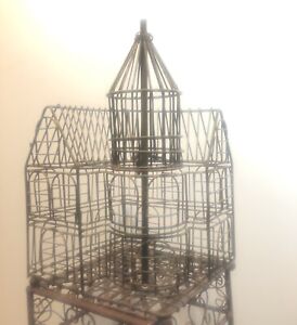 Vtg Copper/Brass French Victorian Double Dome Cathedral Taj Mahal Bird Cage