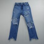 KanCan Signature High Waisted Straight Jeans Womens 28 Distressed Destroyed
