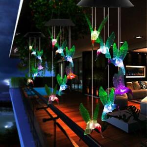 Solar Color Changing LED Wind Chimes Home Garden Yard Decor Hanging Lights Lamp