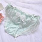 Womens Green Satin Panties Lolita Knickers Bowknot Side Tie French Soft Brief XL
