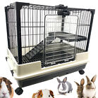 2-Tiers Indoor Guinea Pig Rabbit Bunny Ferret Kitten Rolling Cage Hutch House