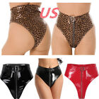 US Women's Sexy Wet Look PVC Leather Shorts High Waist Hot Pants Party Clubwear