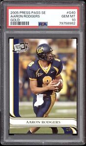 AARON RODGERS PSA 10 2005 PRESS PASS SE #G40 ROOKIE GOLD RC PACKERS CALIFORNIA