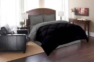 Reversible 3pc Comforter Set Full/Queen Black/Gray