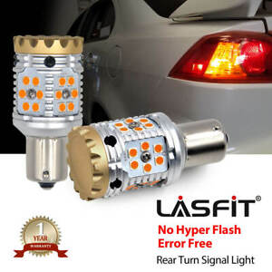 Lasfit 12496 7507 LED Rear Turn Signal Blinker Light Bulbs Kit Canbus Amber 2x