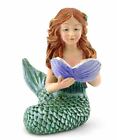 Miniature Mermaid with a Book, Green Fairy Garden Mermaid,  Beach Theme Cake Top