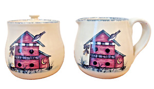 Home and Garden Party Cream and Sugar Set Birdhouse-American Hand Turned 2003