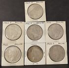 Lot of 7 Peace 90% Silver Dollars 1922-1927