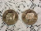 TWO  1990 R.C.M.P-G.R.C Silver Alberta, Canada Grizzly Bear Banff Coins