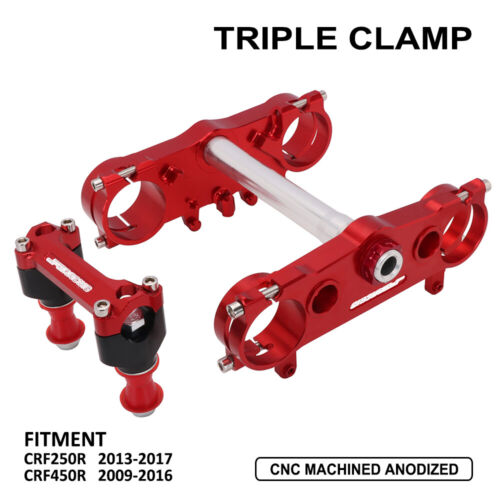 Triple Tree Clamps Steering Stem Riser Mount Clamp CNC For Honda CRF250R CRF450R