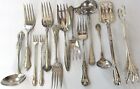 LOT OF ANTIQUE SILVERPLATE SERVING FLATWARE FORKS LADLES TONGS
