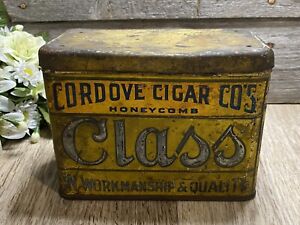 Antique Cigar Tin Cordove Cigar Co's Class Hinged Shop Display Honeycomb
