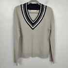 Tory Burch Petale Sweater Womens Large Pale Pink Sequin V-Neck Merino Wool