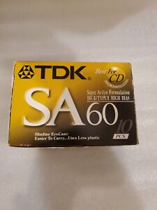 TDK SA60 Super Avilyn Type II  Position Cassette Tape Sealed.Box of 10. JAPAN.
