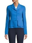 AKRIS 12 Blazer Jacket Blue Geometric Cut Wool Single Breasted $3490