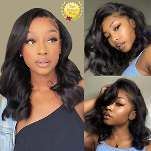 13x4 HD Bob Wig Human Hair Wig Body Wave Lace Front Wigs Human Hair Pre Plucked