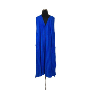 Fenini 3X Blue Maxi Dress Vest CoverUp Lagenlook Art to Wear Swim Fits 4X 5X